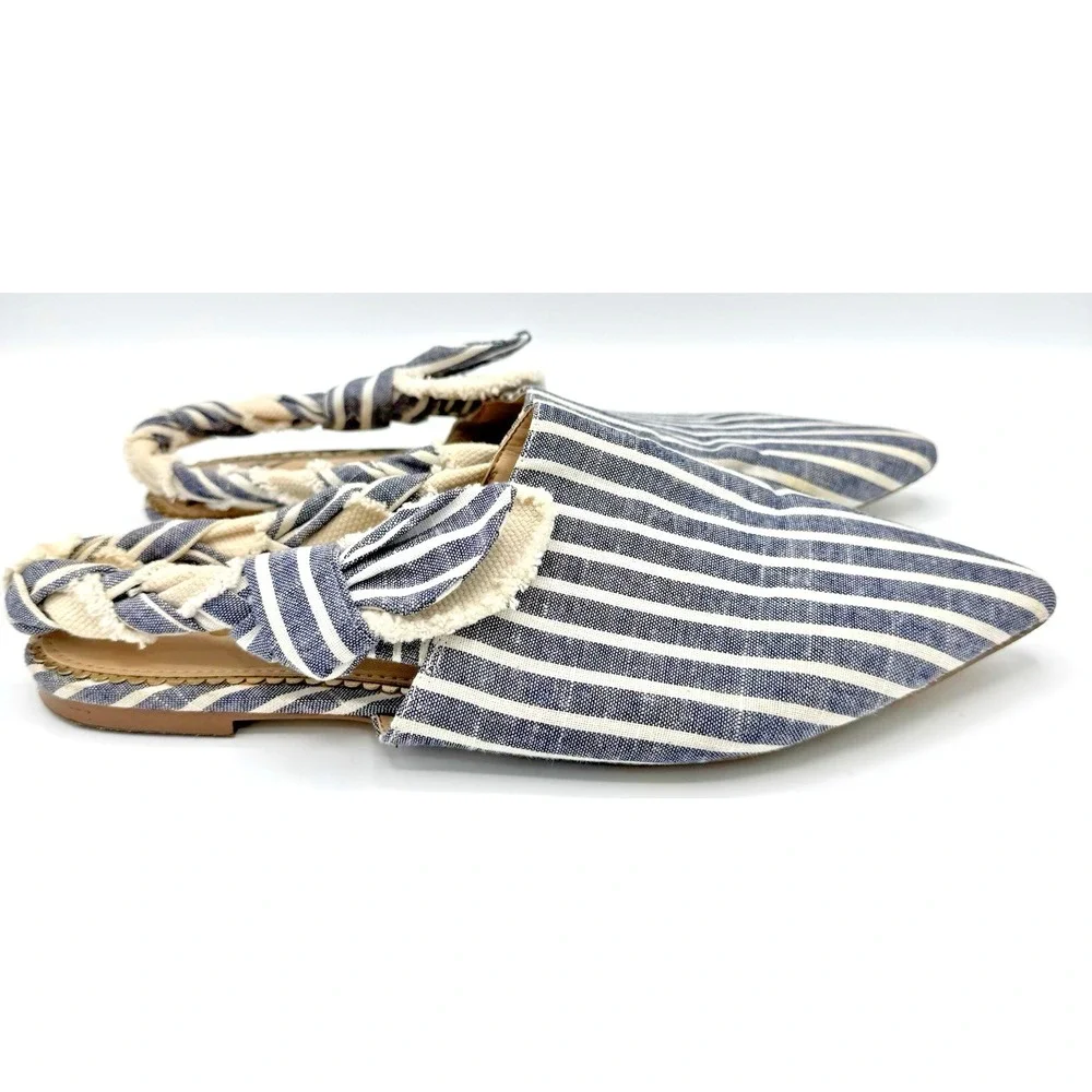 Sam Edelman Rivers Mule Flats Blue Stripe Pointed Toe Womens Size 9 - Picture 3 of 9